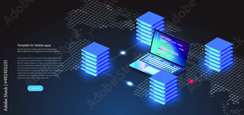 VPN service flat 3d isometric Cyber security concept. Encryption. Cyber security and information or network protection. Future technology web services. Privacy concept. Data protection. photo