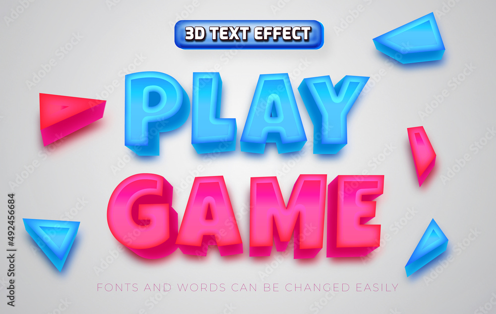 Play game 3d editable text effect style