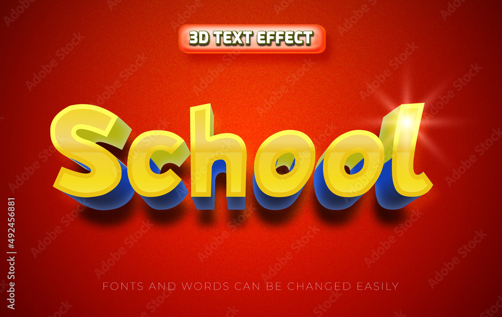 School 3d editable text effect style