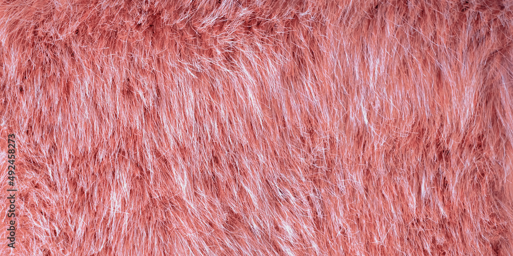 Fototapeta premium Fur, Red Fur, Faux Fur Photo, for background and textures, fur background