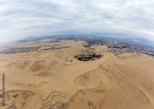 View of the Huacachina oasis in Ica  Peru