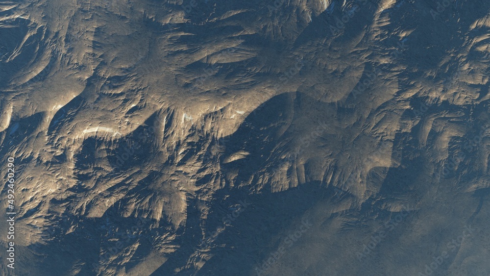 Fototapeta premium abstract aerial view, abstract cosmic texture, top view of alien planet, texture of the exo planet, abstract texture 3d render 