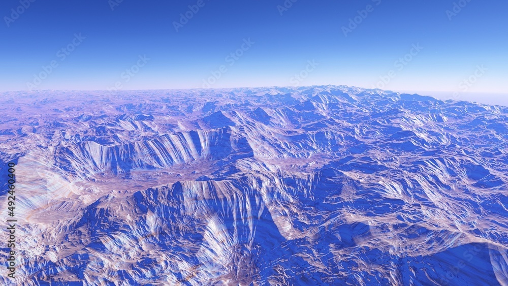 Obraz premium abstract aerial view, abstract cosmic texture, top view of alien planet, texture of the exo planet, abstract texture 3d render 