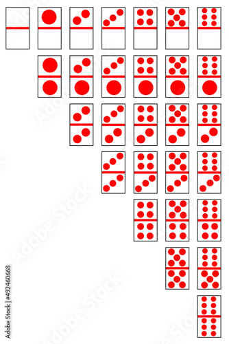 Simple Vector Template Complete Set of Domino Card, Isolated on White