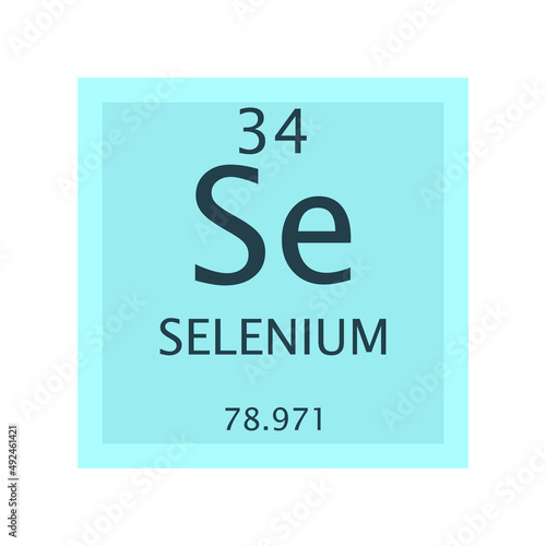 Se Selenium Non reactive metal Chemical Element Periodic Table. Simple flat square vector illustration, simple clean style Icon with molar mass and atomic number for Lab, science or chemistry class.