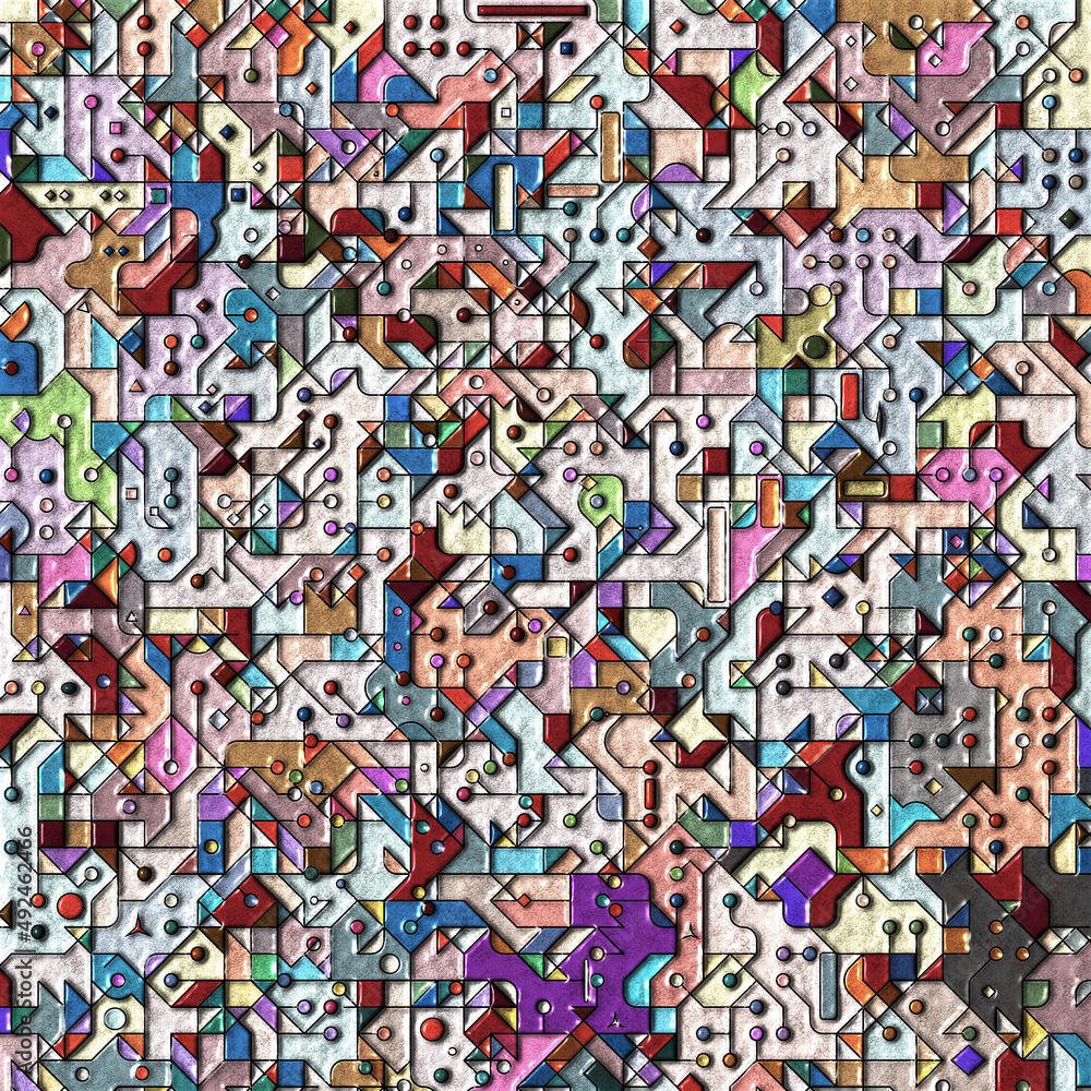 Obraz premium Fractal artwork, Abstract design, geometric pattern, random symmetry