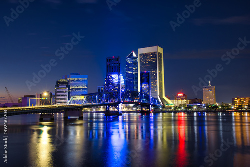 Sunset view of downtown Jacksonville, Florida 