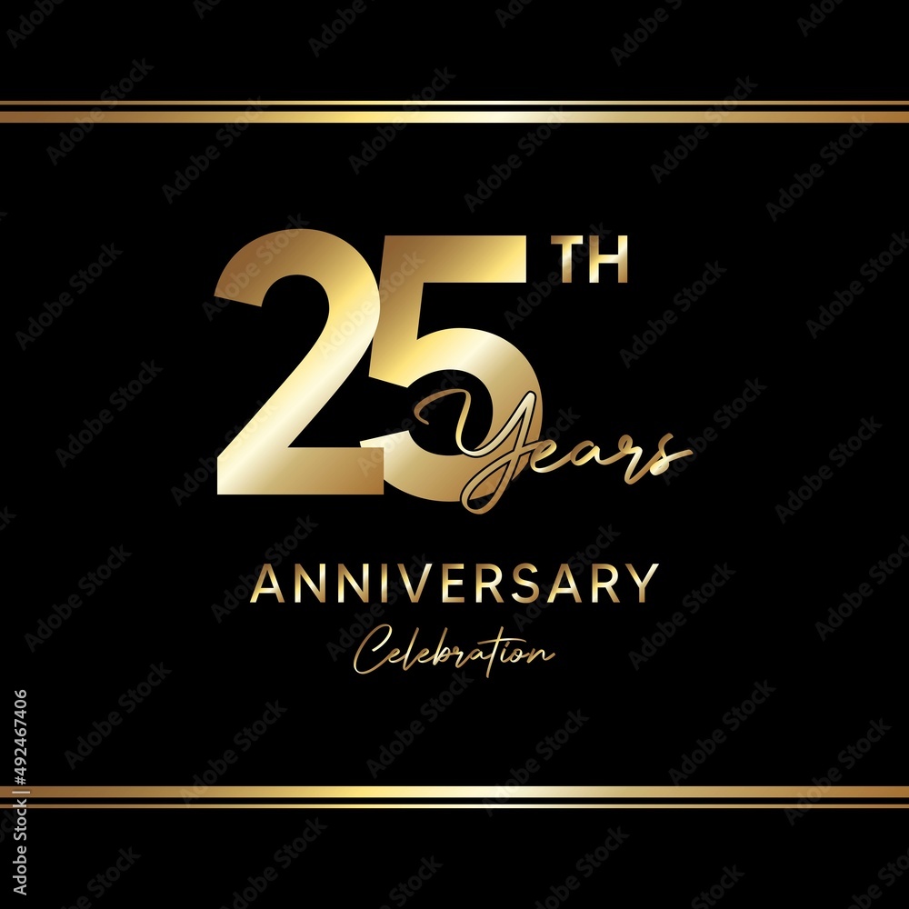 25 anniversary golden numbers isolated on black Vector Image
