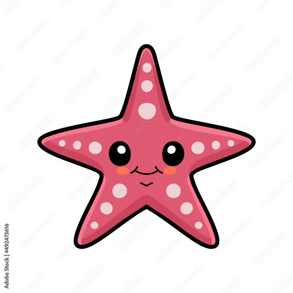 Cute pink starfish cartoon design Cute pink starfish cartoon design