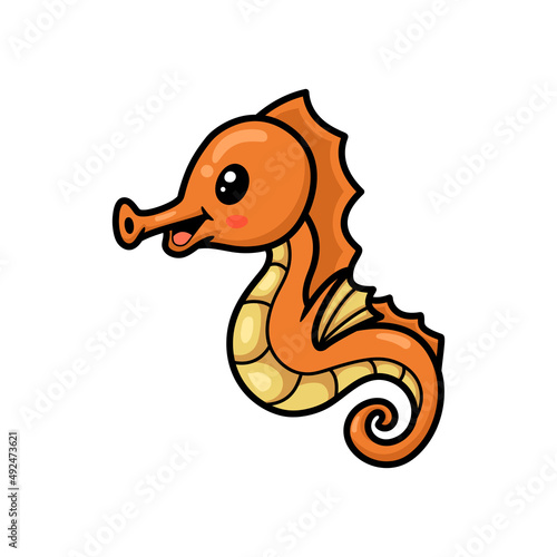 Cute yellow seahorse cartoon design