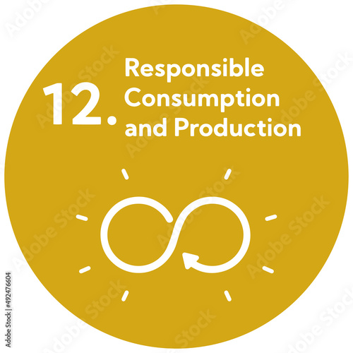 SDGs 12.つくる責任 つかう責任丸型アイコン（英語表記）　SDGs 12.Responsible Consumption and Production round icon