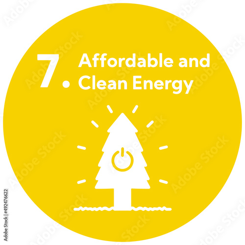 SDGs 7.エネルギーをみんなに そしてクリーンに丸型アイコン（英語表記）　SDGs 7.Affordable and Clean Energy round icon