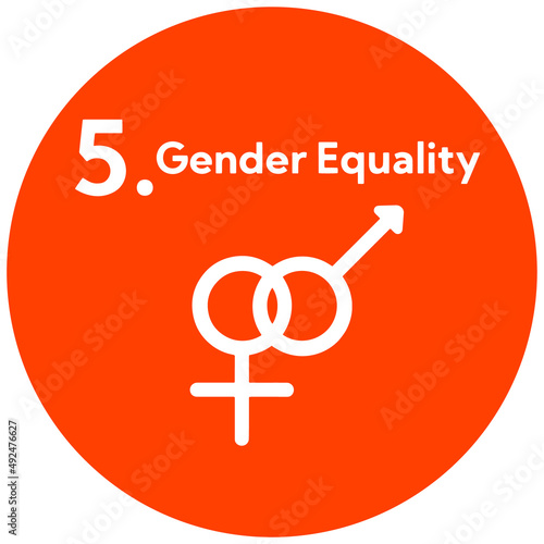 SDGs 5.ジェンダー平等を実現しよう丸型アイコン（英語表記）　SDGs 5.Gender Equality round icon