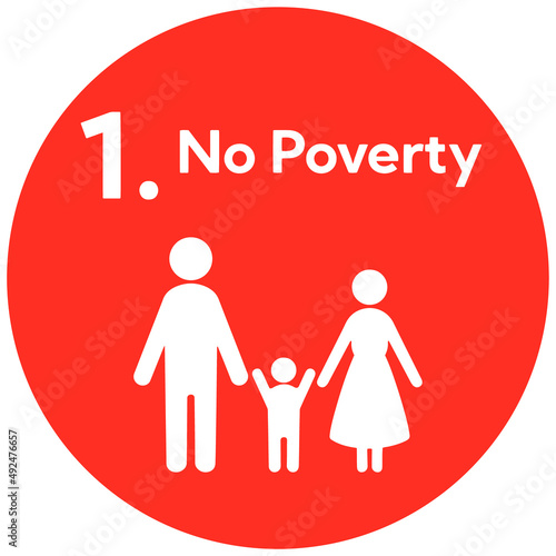 SDGs 1.貧困をなくそう丸型アイコン（英語表記）　SDGs 1.No Poverty round icon