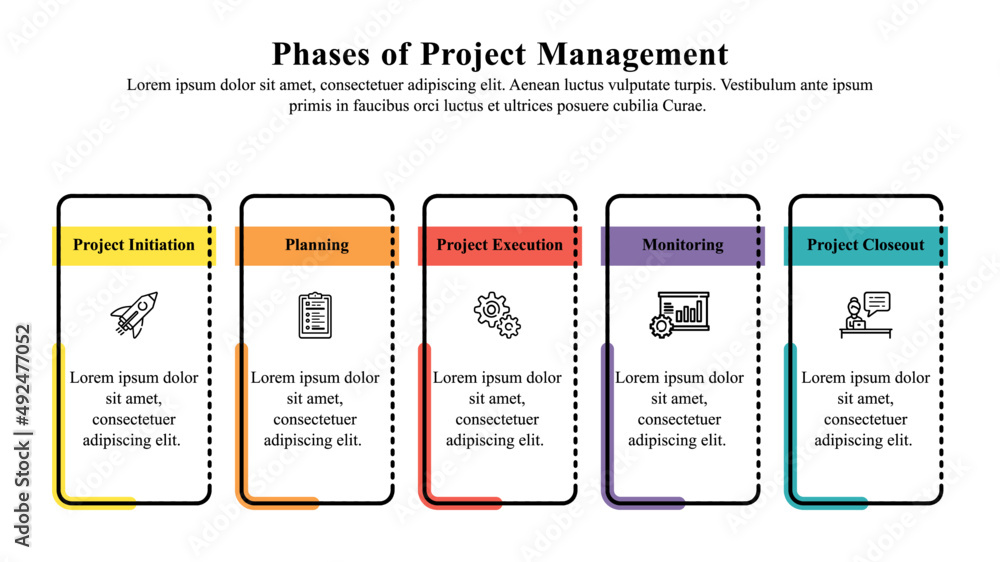 Infographic presentation template of phases of project management ...