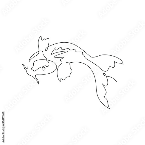 Continuous Line Drawing of a Koi Fish
