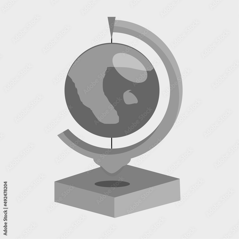 Illustratin of a Globe in black and white, flat styled Illustratin of a Globe in black and white, flat styled