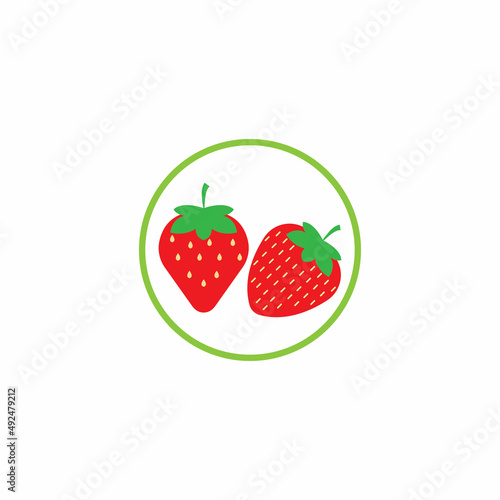 Fototapeta Naklejka Na Ścianę i Meble -  Strawberry funny and cute logo vector icon background template illustration