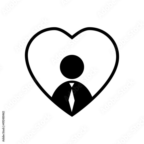 Free Download Flat icon with man in heart icon. Love symbol. Businessman manager employee. Vector illustration. stock image. - GFXLoad