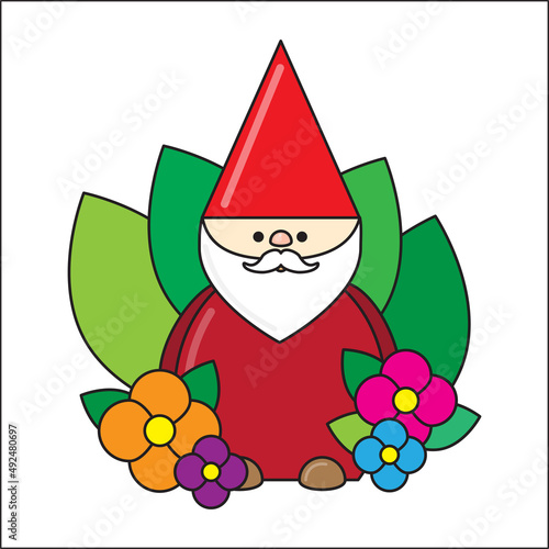 Santa claus in flowers for decoration design. Romantic background. Christmas poster illustration. Vector illustration. stock image. 