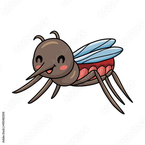 Cute little mosquito cartoon posing
