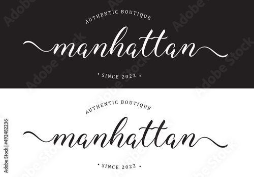 Typography Logo Manhattan Boutique Vector Illustration Template Good for Any Industry