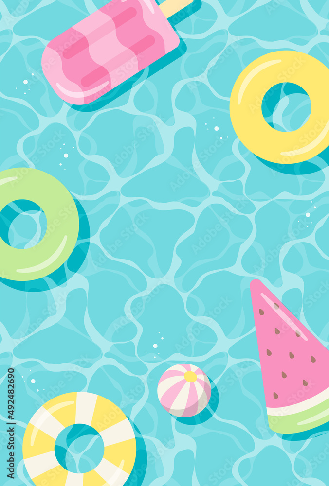 summer vector background with pool floats in water for banners, cards, flyers, social media wallpapers, etc. summer vector background with pool floats in water for banners, cards, flyers, social media wallpapers, etc.