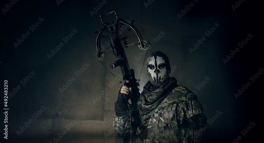 Fototapeta premium Fighter with a crossbow. Apocalypse