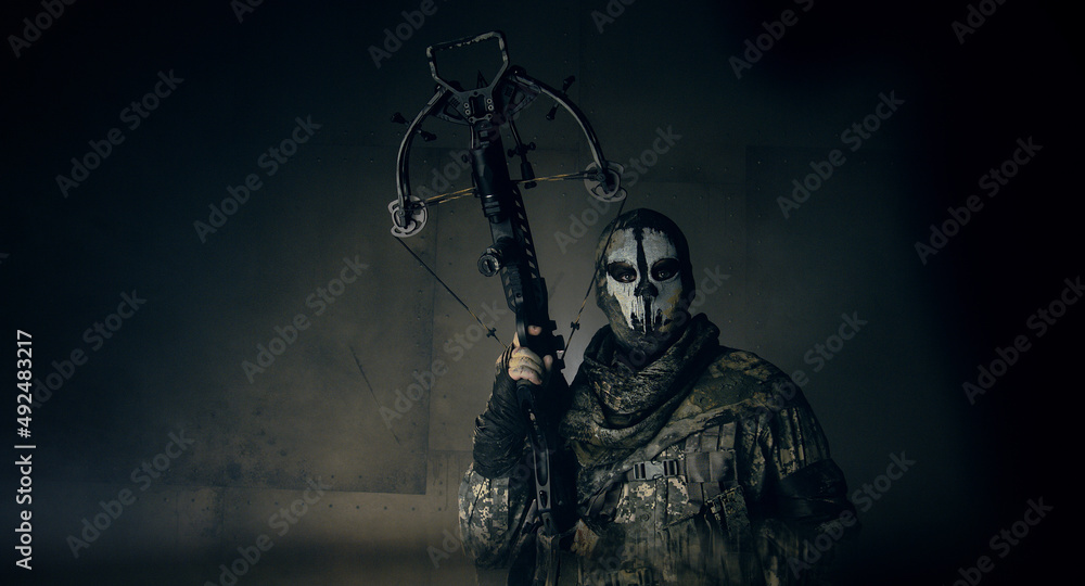 Fototapeta premium Fighter with a crossbow. Apocalypse