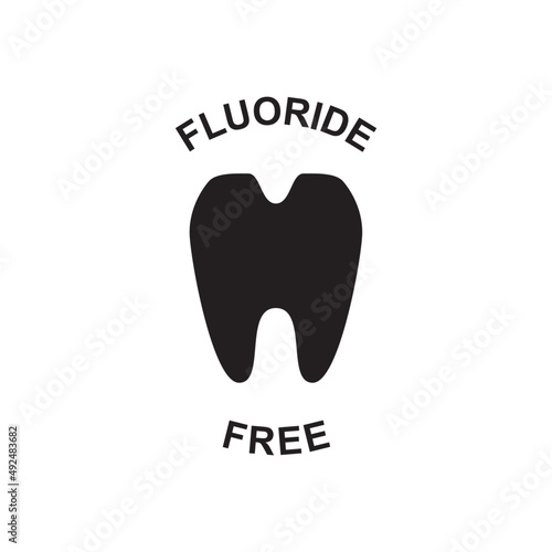 fluoride free icon in black flat glyph, filled style isolated on white background