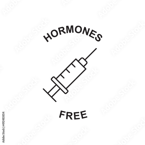 Hormones free label icon  in black line style icon, style isolated on white background