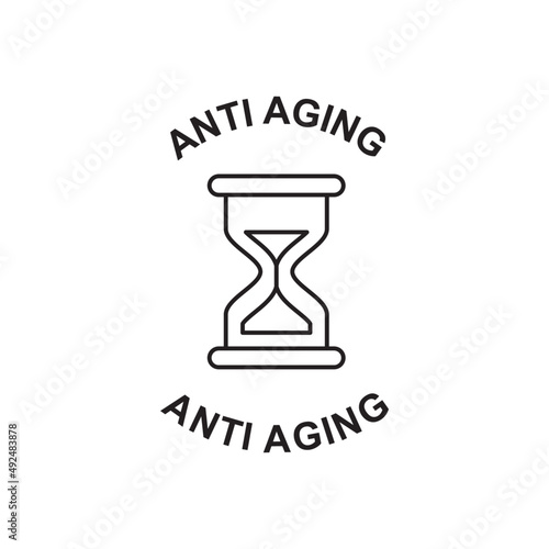 Anti-aging label icon in black line style icon, style isolated on white background