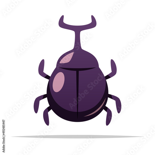Horned beetle vector isolated illustration