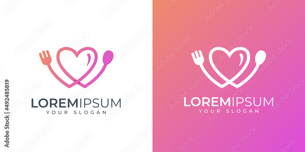 fork, love and spoon logo design inspiration