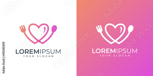 fork, love and spoon logo design inspiration