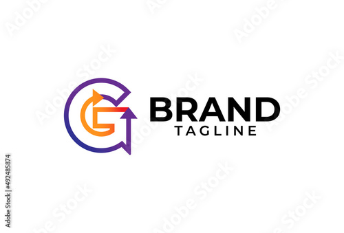 Initial G Arrow Logo, letter G formed by two arrow combination, flat design logo, vector illustration