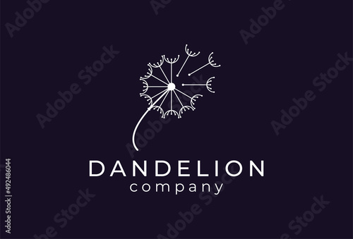 Dandelion Logo, simple and modern style dandelion logo, usable for brand and company logos, vector illustration