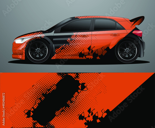 Rally car decal graphic wrap vector, abstract background

