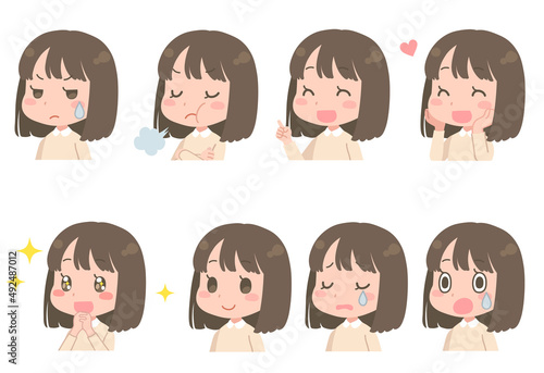 女の子の表情セット