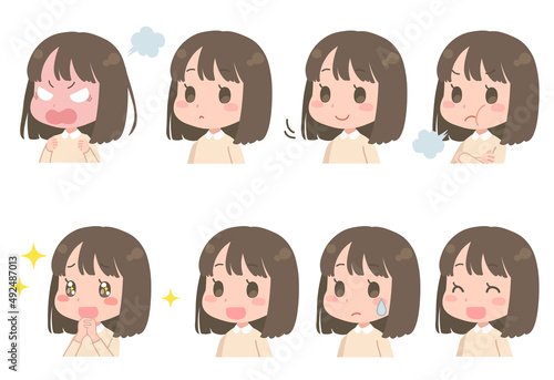 女の子の表情セット