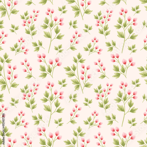 Vintage spring and summer peony flower bud and leaf branch vector seamless pattern illustration arrangements for fabric, floral prints, textile, gift wrapping paper, feminine brand and beauty products