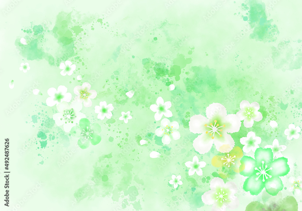 Bright green hand painting with blank space or flower painting graphic set in green on a spring day. Bright green hand painting with blank space or flower painting graphic set in green on a spring day.