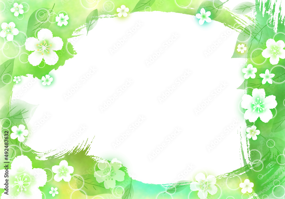 Bright green hand painting with blank space or flower painting graphic set in green on a spring day. Bright green hand painting with blank space or flower painting graphic set in green on a spring day.