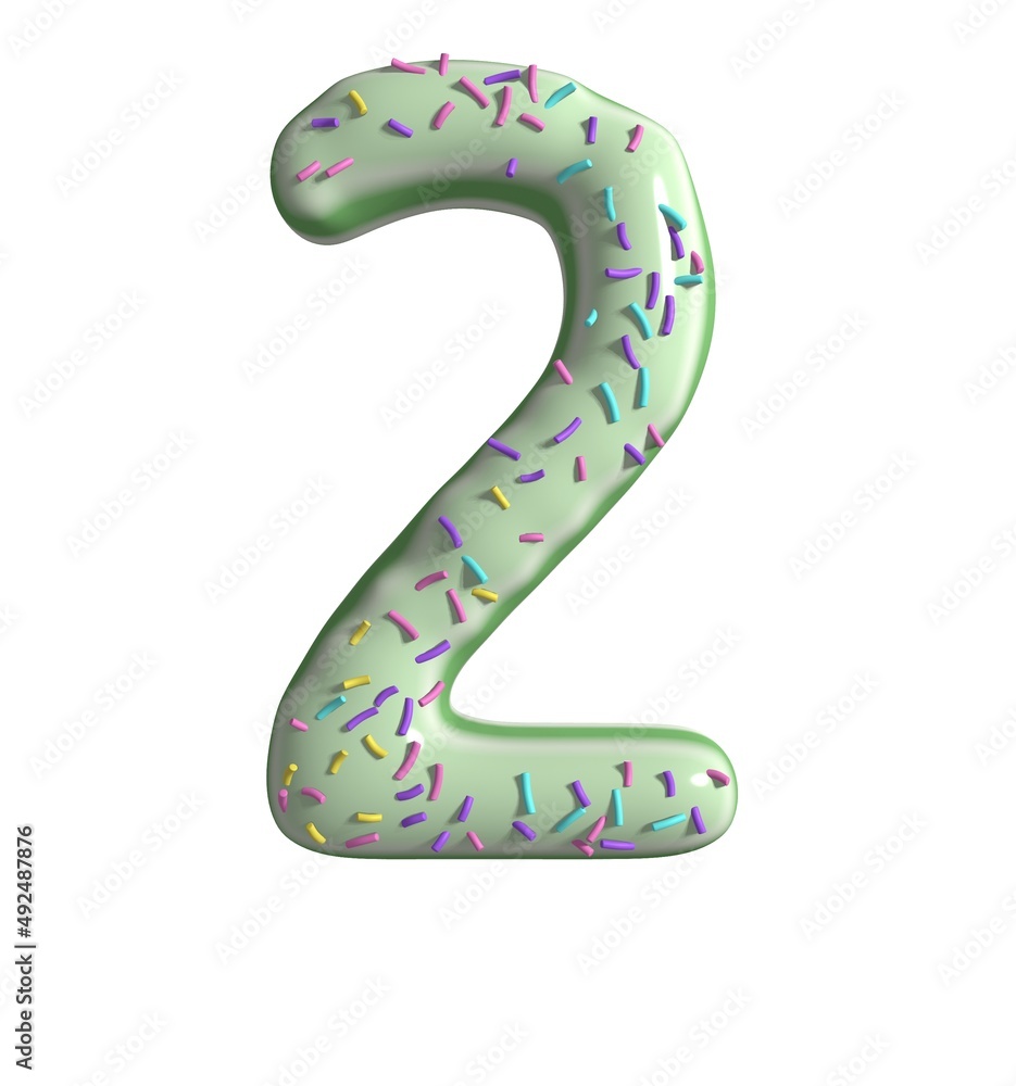 Fototapeta premium Key Lime Pie Themed Font Number 2