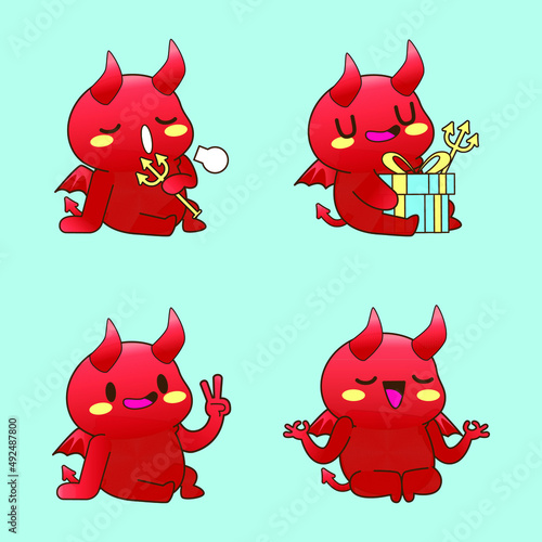 cute little devil drawing cartoon, devil and demon sticker