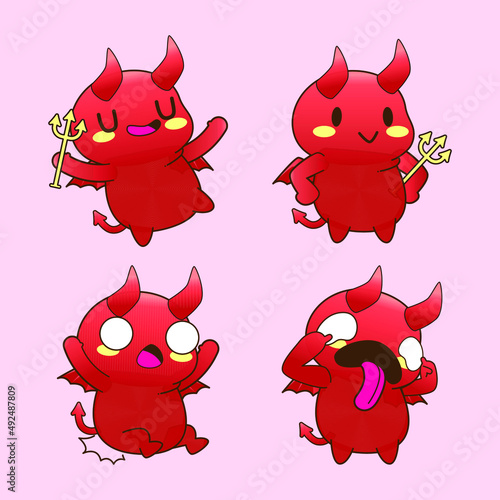 cute little devil drawing cartoon, devil and demon sticker