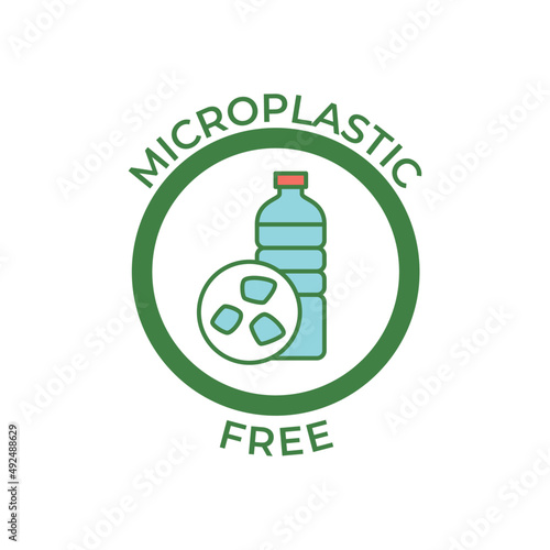 Microplastics free label rounded icon in color icon, isolated on white background 