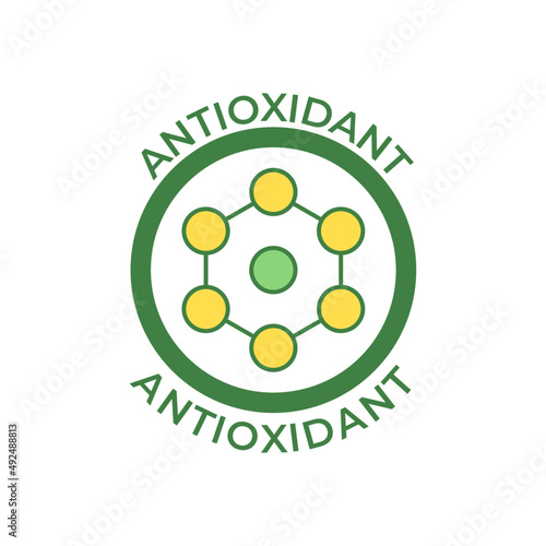 Antioxidant label icon in color icon, isolated on white background 