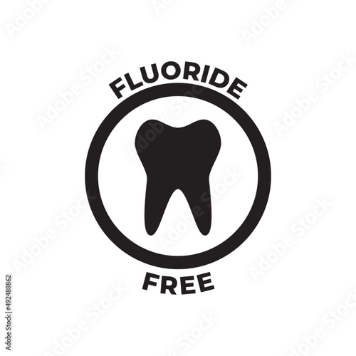 fluoride free icon in black flat glyph, filled style isolated on white background
