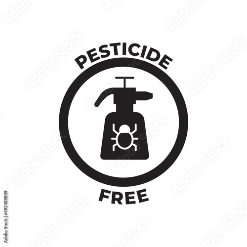 pesticide free label free icon in black flat glyph, filled style isolated on white background